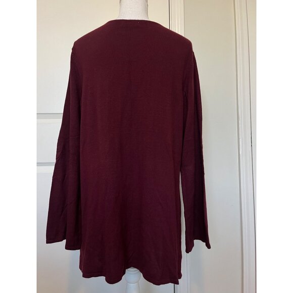 Metro 7 Womens Burgundy Sweater Top Size 18 / 20 Beaded Neckline Plus - Picture 3 of 9